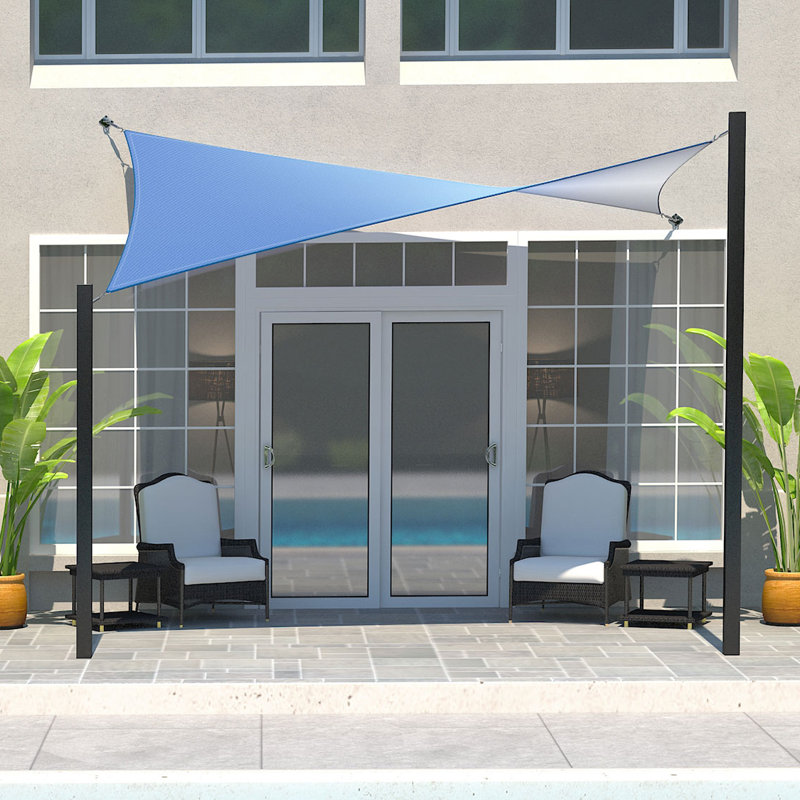 Santorini Blue and White DualShade Outdoor Sun Sail with Hardware Kit, 12' x 8'