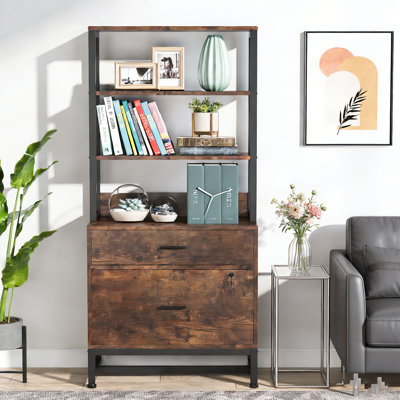 2 Drawers Tall File Cabinet with Shleves