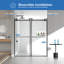 Porte de douche coulissante double sans cadre de 56 à 60 po x H 70 po, verre trempé clair de 5/16 po (8 mm) de large épaisseur avec couche de finition facile à nettoyer et fini nickel avec tampon
