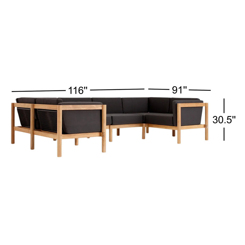 Haven Outdoor 8 - Seat Patio Sectional, Sunbrella Coal
