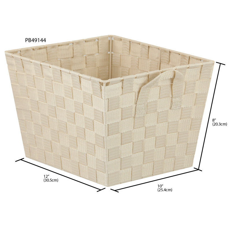 Panier en tissu à sangle moyenne, H 8 po x l 12 po x P 10 po, Ivoire