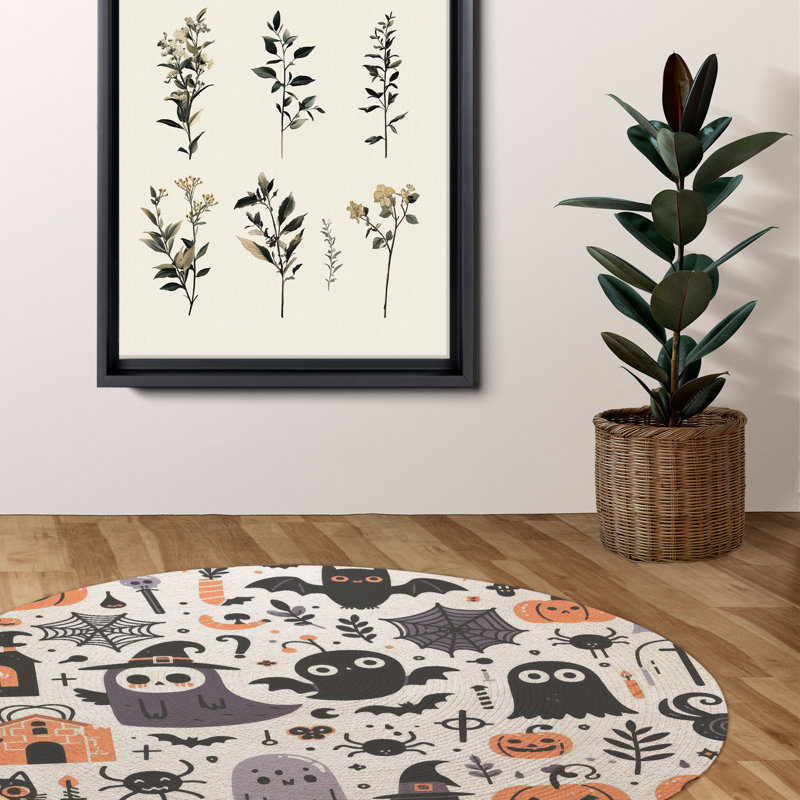 Tapis tressé Fright Night Fest, Rond 5 pi