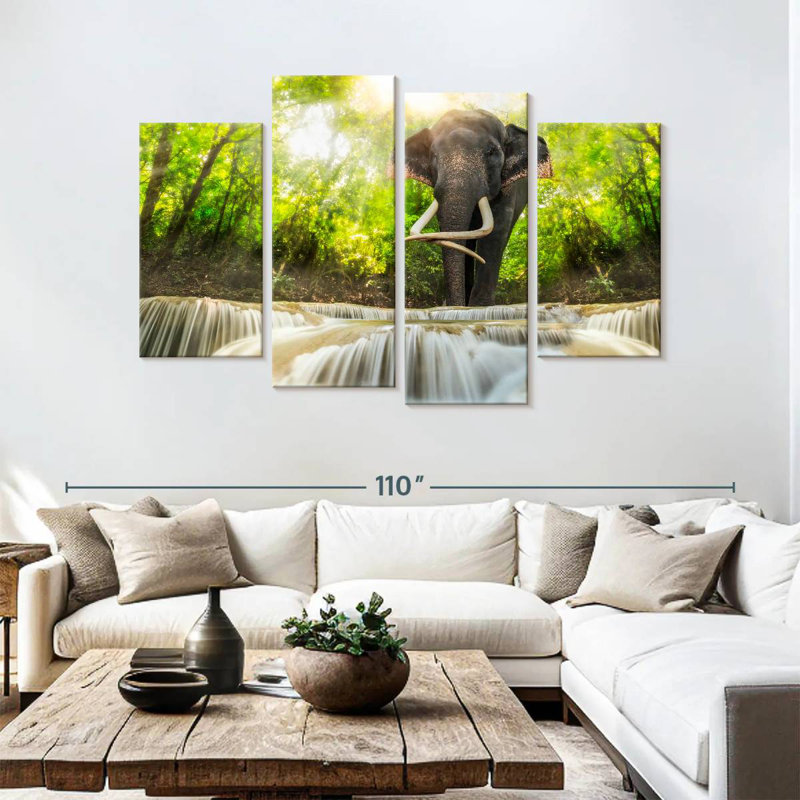 Brampt Waterfall Elephant, 54" H x 84" W