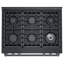 Ensemble de 4 appareils de cuisine comprenant une cuisinière à gaz encastrable de 91 cm (36 po) et de 173 litres (6,1 pi³), une hotte de cuisine sous armoire de 76 cm (30 po) avec ou sans conduit, un réfrigérateur à vin et à boissons à deux zones de 61 cm (24 po) et un réfrigérateur à boissons de 61 cm (24 po) d'une capacité de 230 canettes, noir.