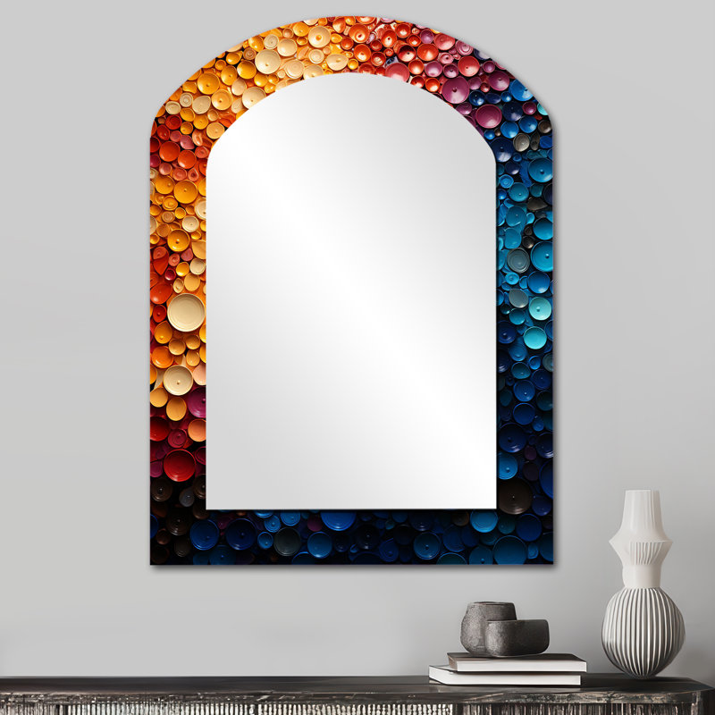 Rainbow Infinite Intricacies - miroir décoratif arc-en-ciel arc-en-ciel, miroir mural asymétrique traditionnel, impression d'art en métal