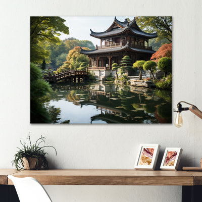 Asian Art Serene Pagoda I - Asian Art Metal Wall Art Living Room
