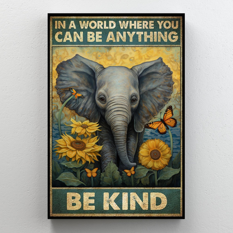 Éléphant «Be Kind» 1, H 36 po x l 24 po x P 1,25 po