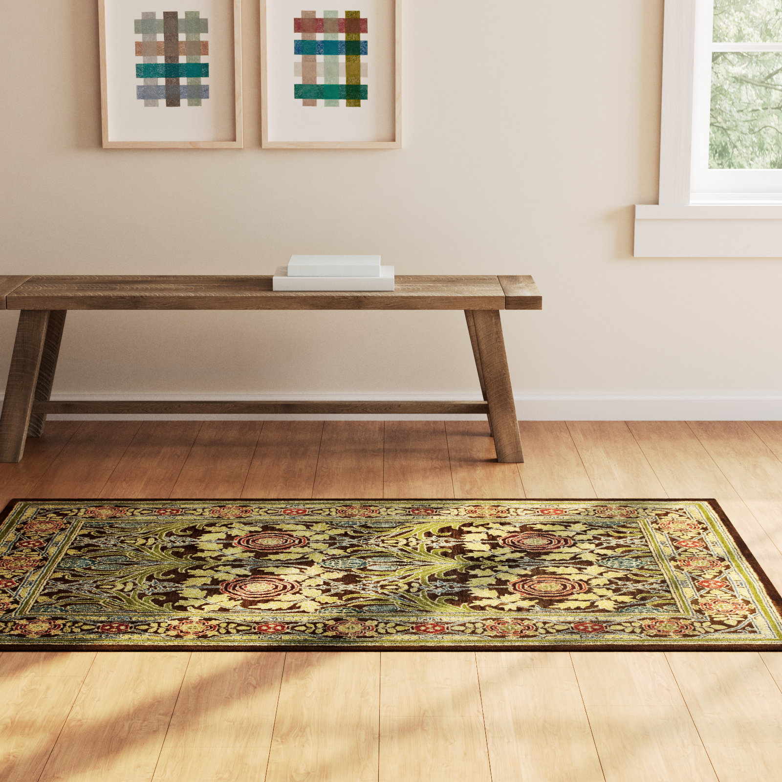 Stacey Chocolate Red Yellow Hand-Tufted Wool Rug, Rectangle 5'6" x 8'6"