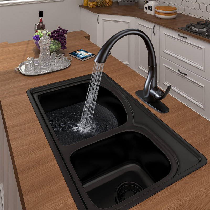 Mondawe Pull Down Kitchen Faucet, Matte Black