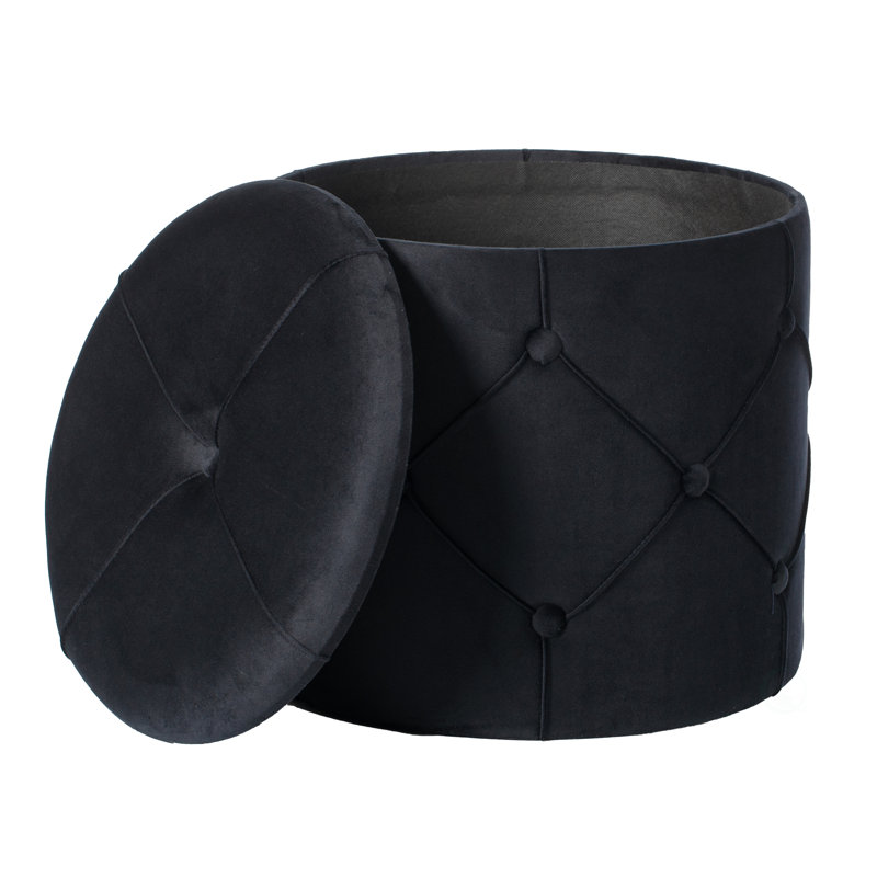 Hanes Velvet Ottoman, Black Velvet