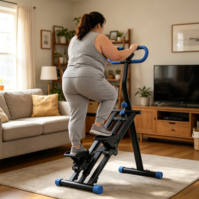 Foldable Vertical Climber Stair Stepper Workout Machine with Adjustable Handlebars for Home Gym & Small Spaces