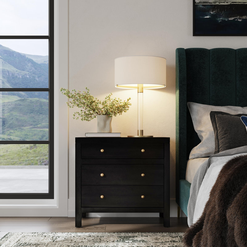 Celine 25" 3-Drawer Nightstand, Coffee, Antique Coffee