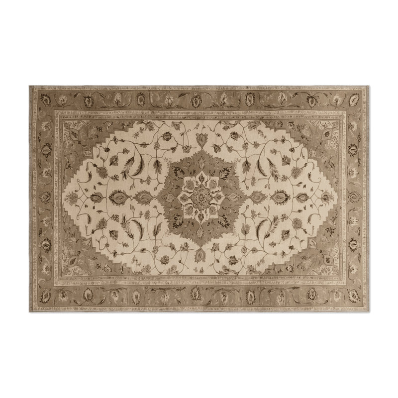 Tapis gris d'intérieur et d'extérieur Tabriz, Rond 5 pi