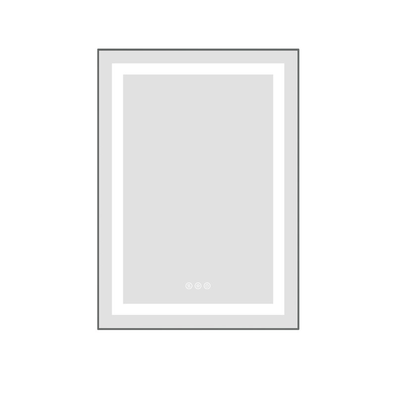 Miroir de salle de bain moderne 24 x 32 pouces à DEL avec façade et rétroéclairage, H 32 po x l 24 po