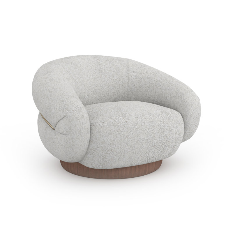 Caracole Swivel Curved Chair, White Polyester