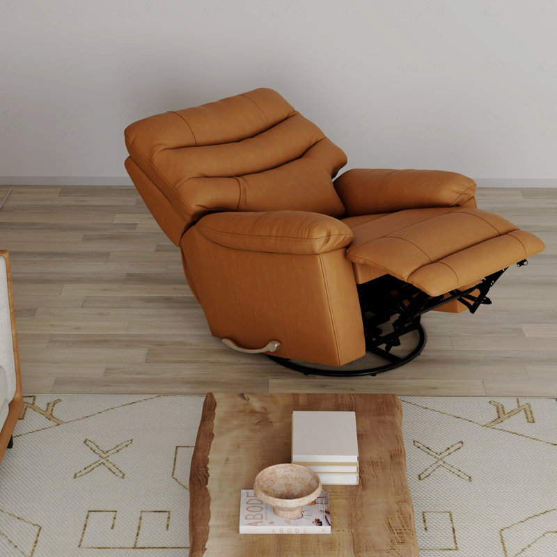 Swivel Glider With Recliner Function With Manual Footrest In Oslo Antelope, Brown