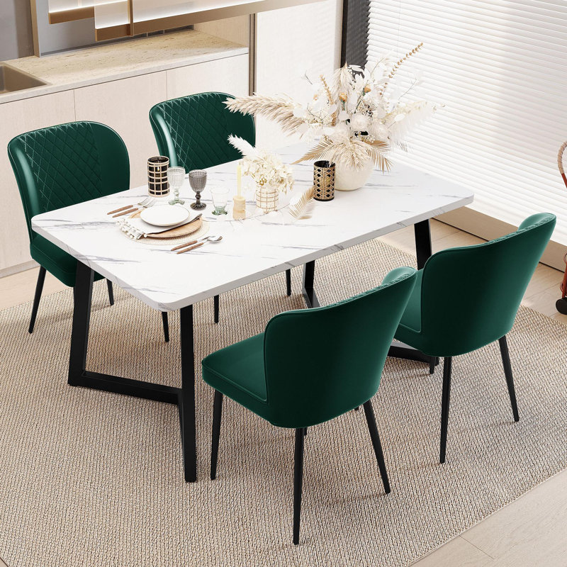 Ayonna 49cm H Velvet Upholstered Metal Side Chair, 2, Green