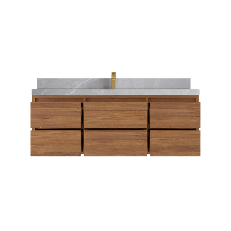 60'' Single Bathroom Vanity with Top, Pearl Gray