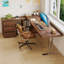 Bureau en bois de noyer massif en L avec 3 tiroirs-131277275-131277277