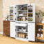 Armoire de cuisine haute de conception incurvée, 8 tablettes de porte, tablettes réglables et tiroir caché-1395315930