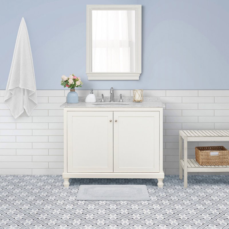 Laura Ashley Light Gray Reversible Cotton Bath Rug 17" x 24"