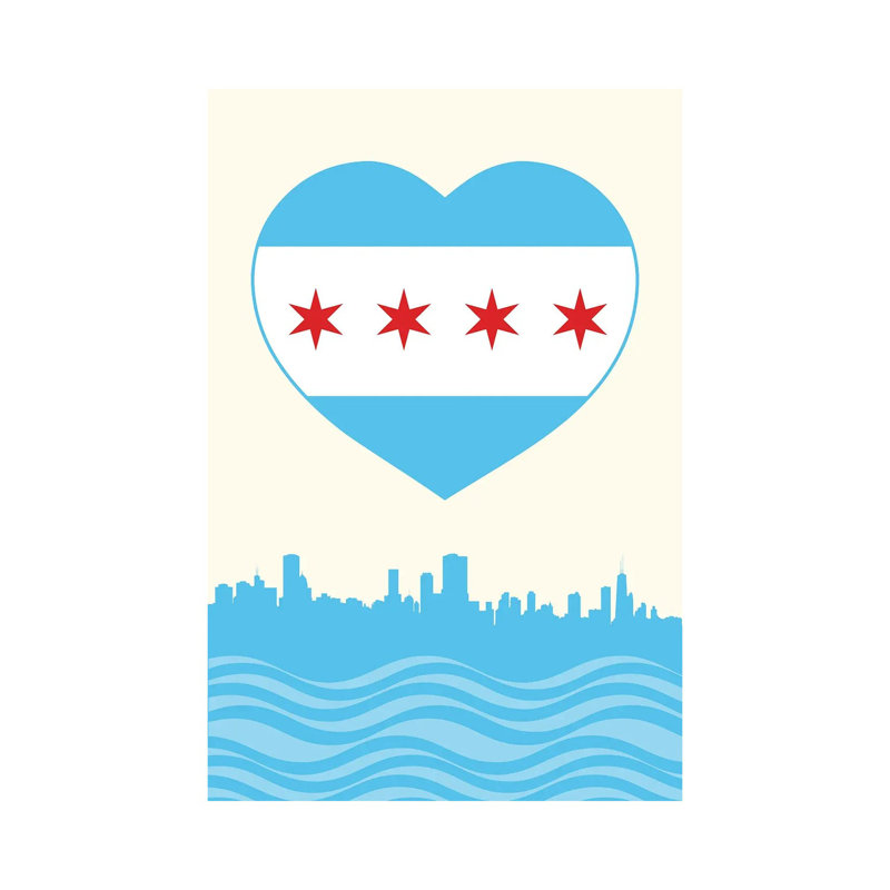 «Chicago Flag Heart», impression sur toile tendue, H 60 po x l 40po x P 1,5 po