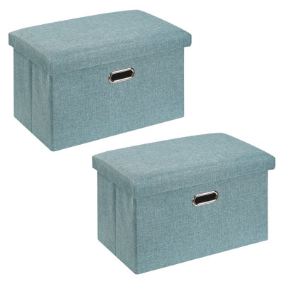 2 Pack 24 Inch Green Storage Ottoman Bench With Lid – Folding Coffee Table Ottoman, Upholstered Footrest With Hidden Storage For Living Room, Bedroom, Entryway, Dorm, Small Apartment