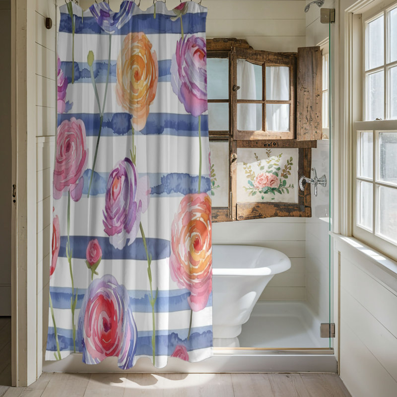 Rideau de douche standard 1 pièce Buttercup Flowers, H 74 po x l 71 po