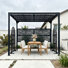 Pergola en métal 9,8 pi x 7,9 pi et 2 panneaux de clôture en métal pour écran d'intimité, cadre de patio en acier pour le jardin extérieur