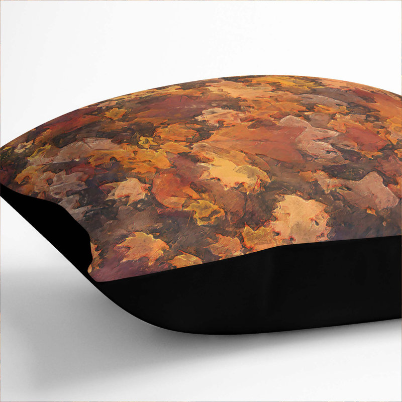Fallen Leaves Cushion with Filling, Black, 45cm H x 45cm W x 15cm D