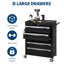 Coffre à outils roulant à 5 tiroirs avec serrure, boîte à outils modulaire robuste en acier, armoire de rangement mobile de grande capacité avec tiroir