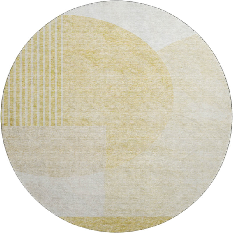 Tapis doré Prisco lavable à la machine de qualité supérieure, Rond 8 pi