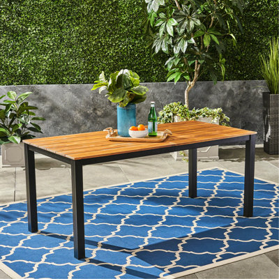 Table de terrasse en bois avec fer, 71,76 po x 34 po 30 pieds en fer pour l'extérieur, P 30 po