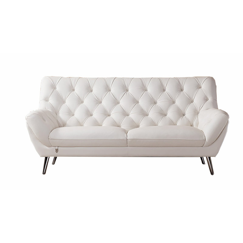 Bodell Upholstered 81'' Sofa, Genuine Leather White