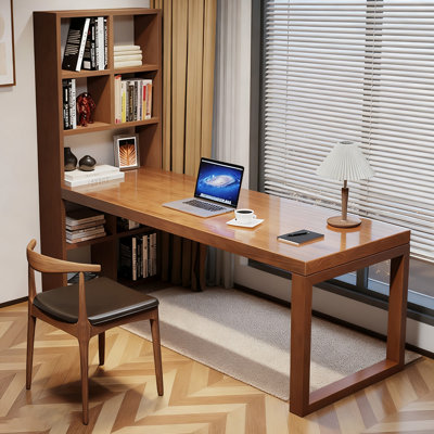 Light-walnut Rectangular Solid Wood desk