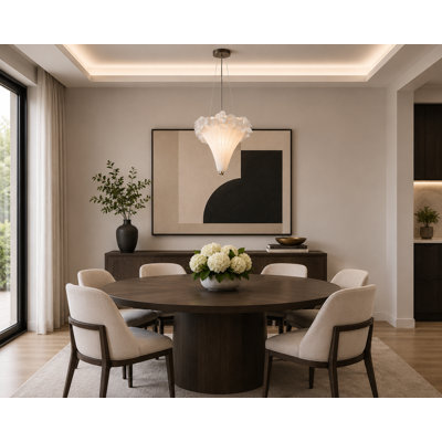 Eclectic 1 Light White Fabric Shade Pendant