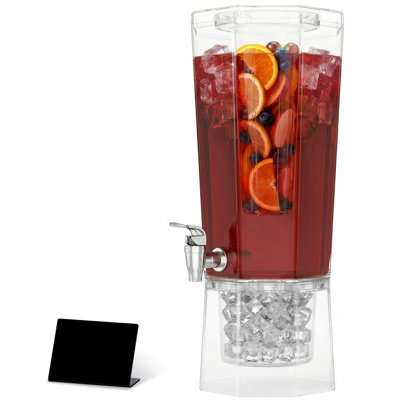 Distributeur de boisson de 1 gallon pour les fêtes, contenant en plastique pour jus / thé / soda avec support et base de glace, distributeur de limonade transparent avec robinet, pichet d'eau sans BPA avec bec pour réfrigérateur 