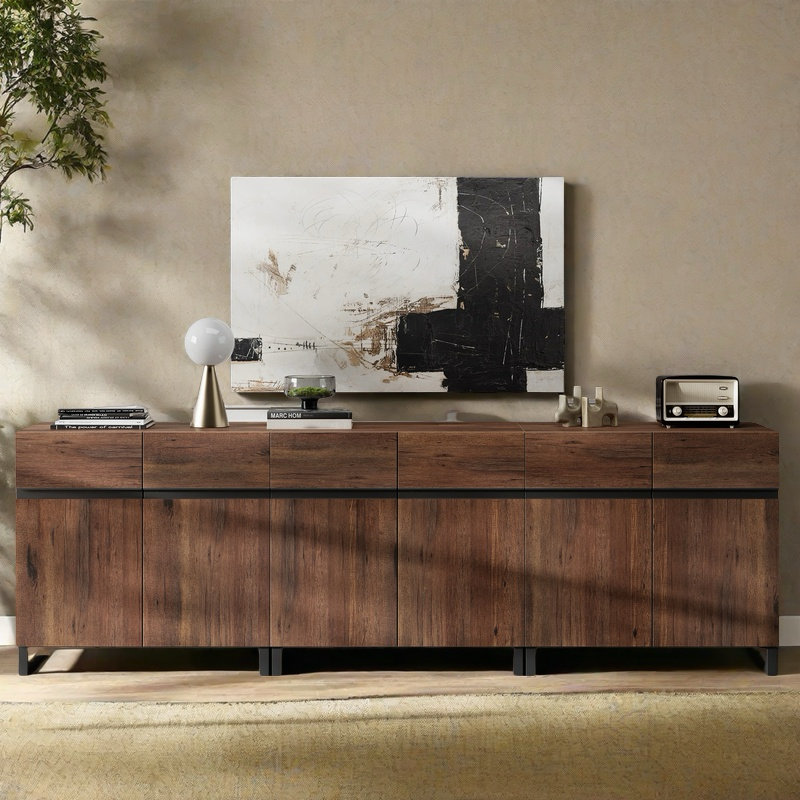 Aadam 3-in-1 Multifunctional Sideboard Buffet Cabinet, Modern Storage Cabinet With Adjustable Shelf And Metal Base, Coffee Bar Cabinet For Living Room & Kitchen