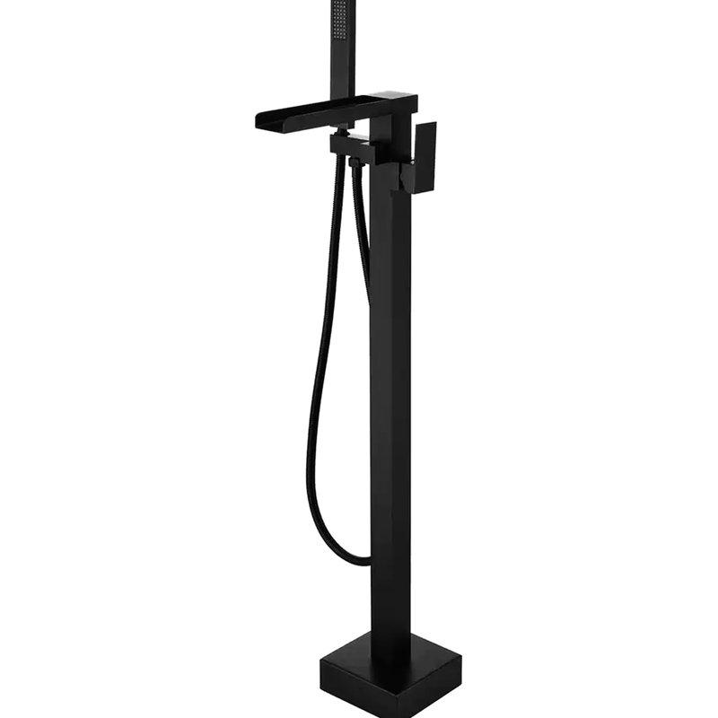 Robinet de baignoire avec douche à main en noir mat - rouille, débit de 6 gallons par minute, valve incluse avec bec cascade et résistance à la corrosion