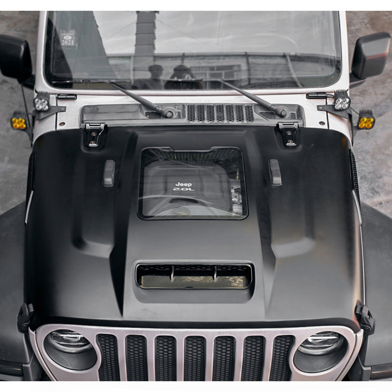 Capot de style spatule / hotte de dispersion de chaleur compatible avec les hottes de remplacement Jeep Wrangler JL JLU et Gladiator JT 2018-2023 (pas pour le modèle Mojave et 392)