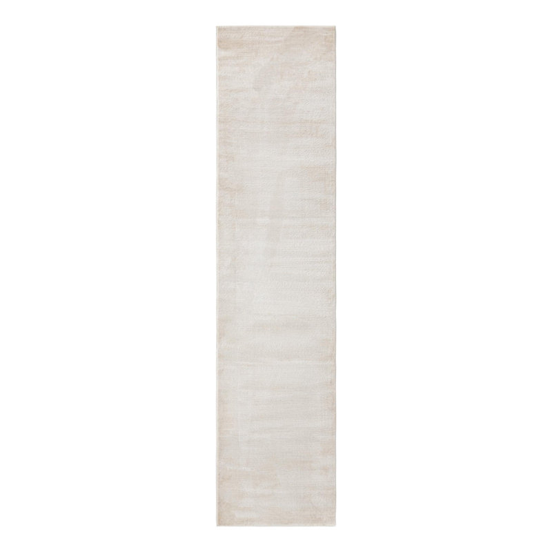 Tapis ivoire tissé à la machine de couleur unie Mclellan, Tapis de couloir 2 pi 7 po x 12 pi