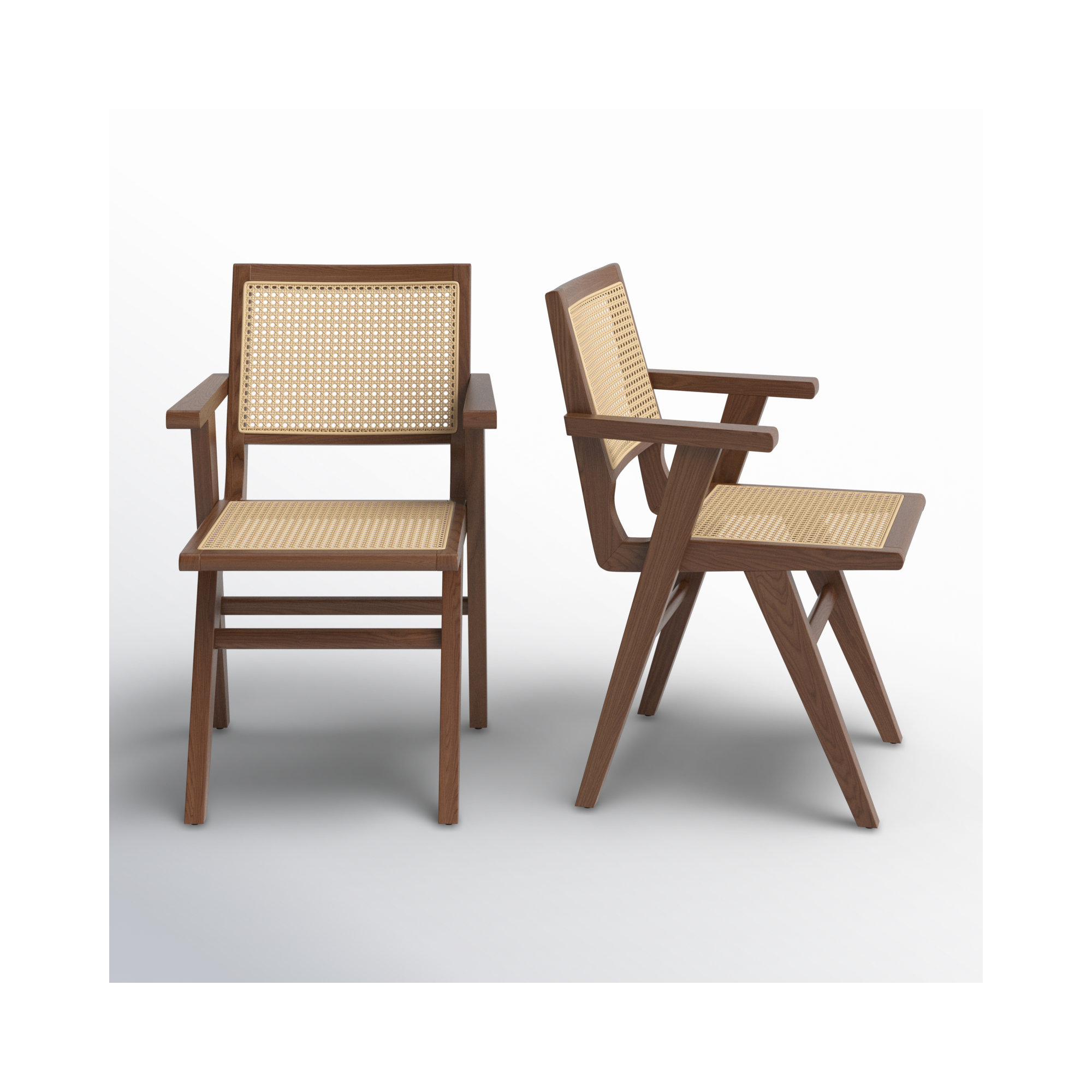 Atticus Cane Arm Chair, Walnut
