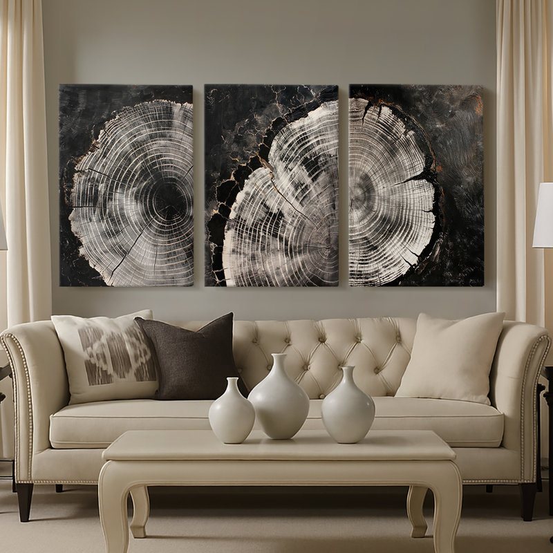 ABSTRACT Series CCXLIV - Toile tendue sur mesure - 3 pièces, H 27 po x l 54 po