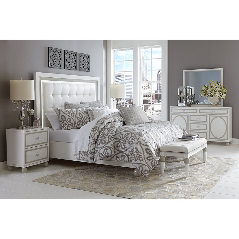 Sky Tower Dresser & Mirror Set, Cloud White