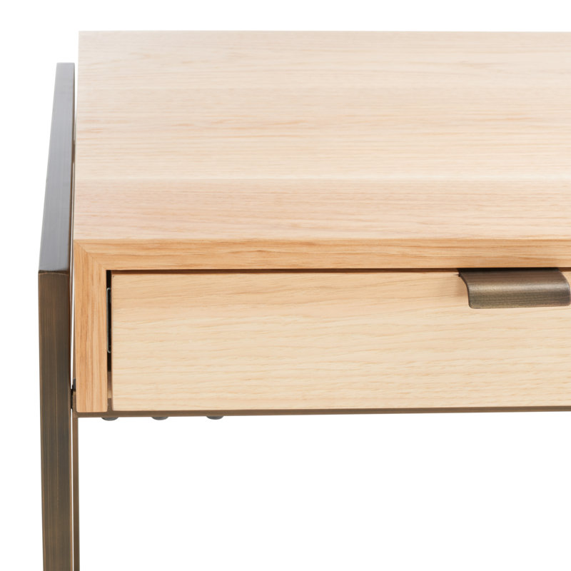 Vera Solid Wood Writing Desk, Walnut/Antique Brass