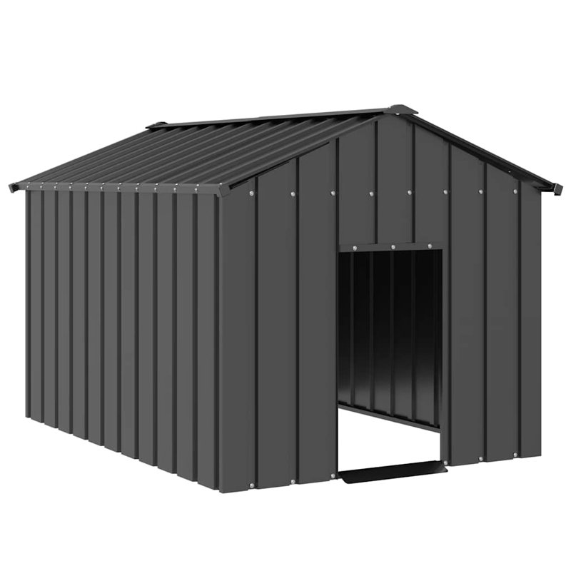 Barys Galvanised Steel Dog House, Anthracite, 101cm H x 113cm W x 153cm D