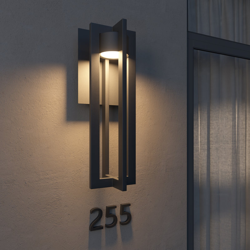 19 Inch 12w 5cct Led Modern Outdoor Wall Sconce, Anti-glare Downward Exterior Lighting, Matte Black