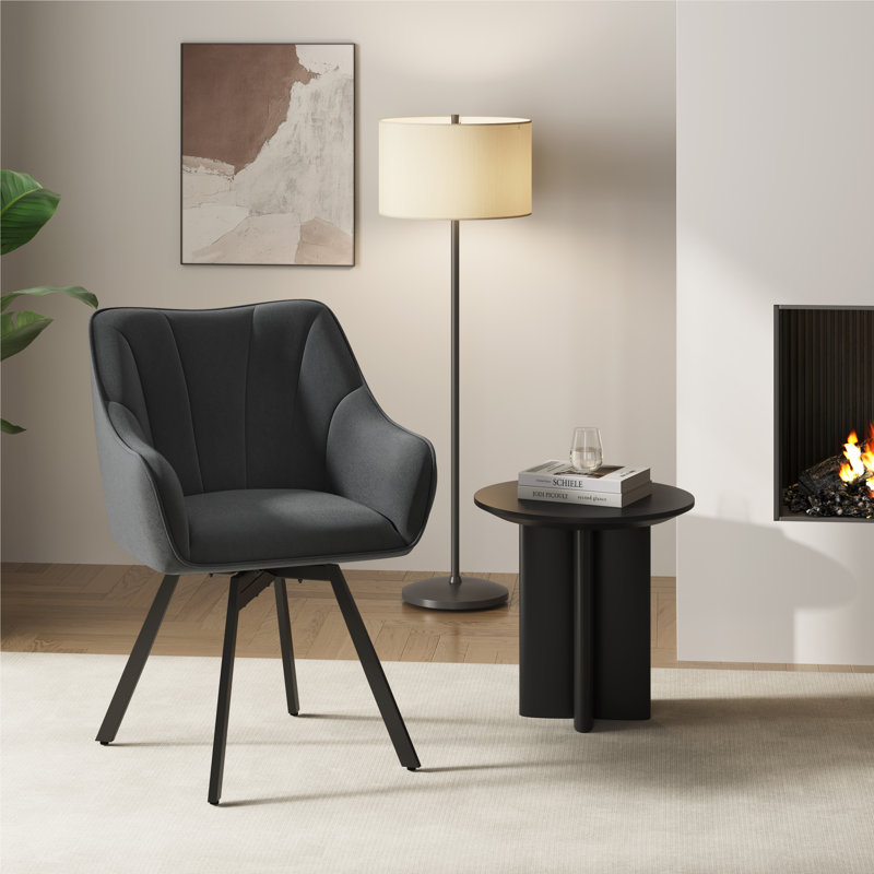 46.5cm H Polyester Upholstered Side Chair, Dark Grey