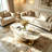 51.2" Modern Oval Coffee Table, Luxury Sintered Stone Top, Gold Base Center Table With Drawer