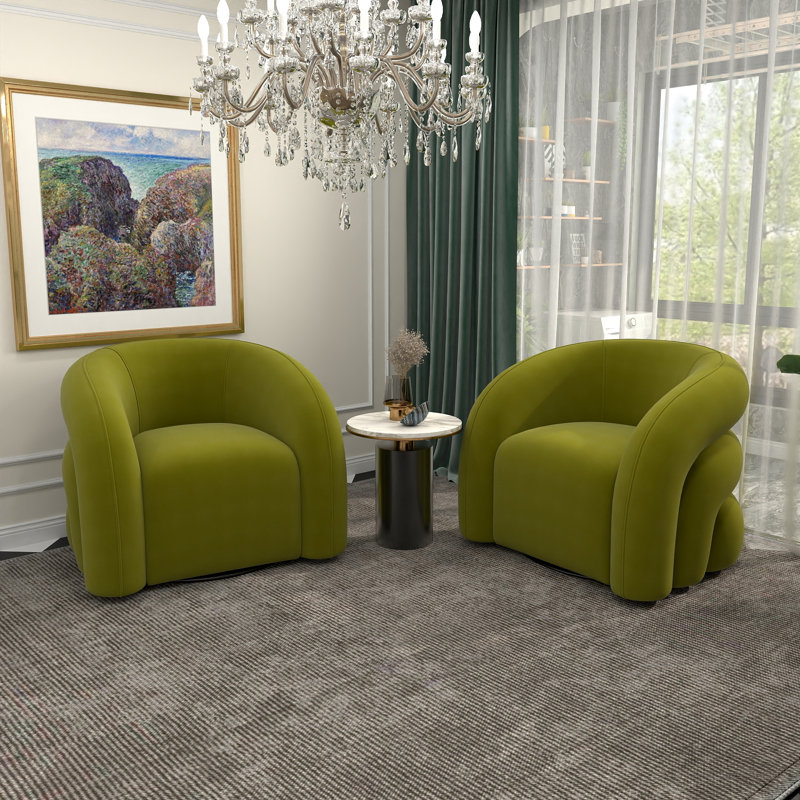 Fauteuil demi-tonneau pivotant de 34,6 po Briggette, Vert